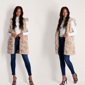 NEW Via Spiga Quilted Faux Fur Hooded Vest 258  6T3